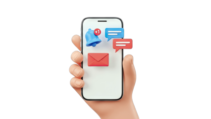 Smartphone with Notifications and Messages in Hand