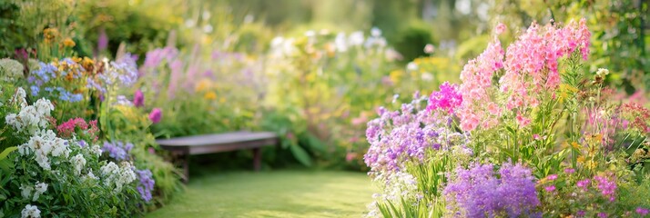 Garden with a bench and a path