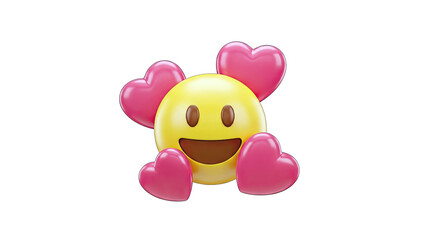 Smiling Emoji Surrounded by Hearts, Expressing Love and Affection