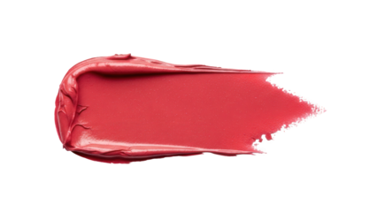 A vibrant pinkish-coral lipstick swatch with a creamy texture against a dark background isolated on transparent background