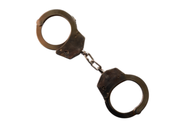 Steel handcuffs on a transparent background