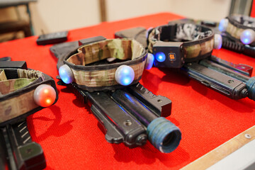 Obraz premium Laser tag equipment on display at an indoor venue