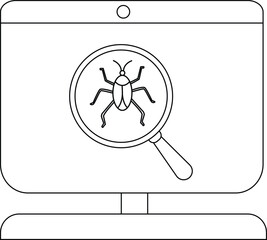 Digital Illustration of a Computer Screen with a Bug Inspection Concept