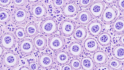 Detailed Microscopic Section Revealing Intricate Cellular Organization and Tissue Structure