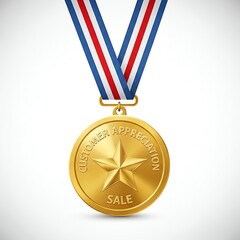Gold Medal with Red, White, and Blue Ribbon