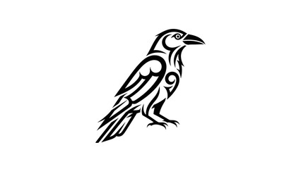 Obraz premium Minimal modern crow tattoo with simplified Maori-inspired lines