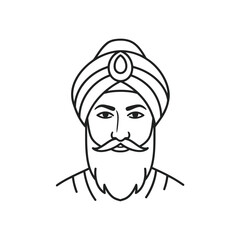 Obraz premium Illustration of a sikh man with turban and beard