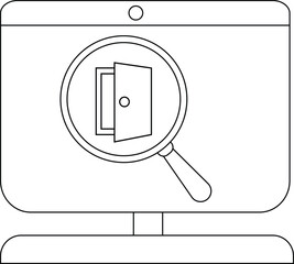Digital illustration of a magnifying glass over a door symbolizing exploration and discovery.