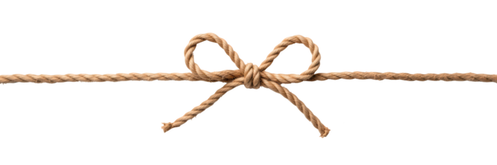 Decorative bow made from natural twine, showcasing simple yet elegant design. bow is tied neatly, emphasizing craftsmanship and rustic charm