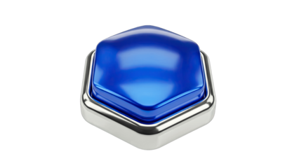 Blue Button Pressed on White Background