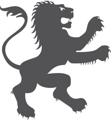 A lion is depicted in a black and white image