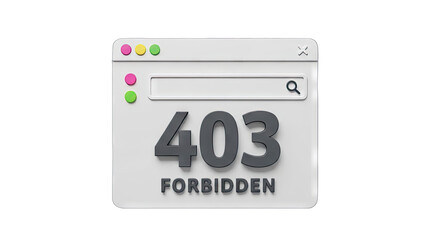Website Error 403 Forbidden Page Notification with Search Bar Window Interface and Colorful Dot Indicators Representing Access Denied Digital Concept
