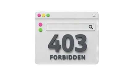 Website Error 403 Forbidden Page Notification with Search Bar Window Interface and Colorful Dot Indicators Representing Access Denied Digital Concept