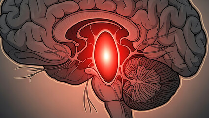 Human Brain Anatomy Thalamus with Neural Pathways and Cerebellum