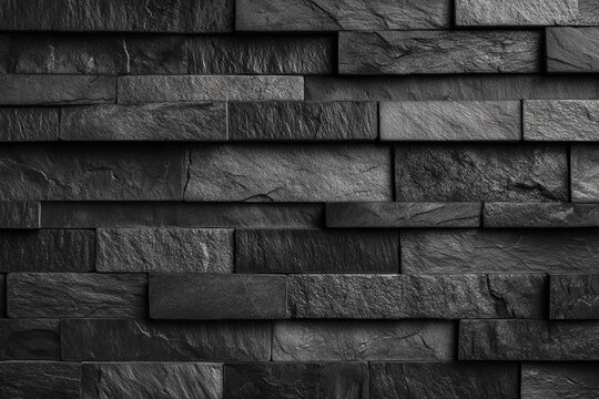 textured dark gray stacked stone wall surface