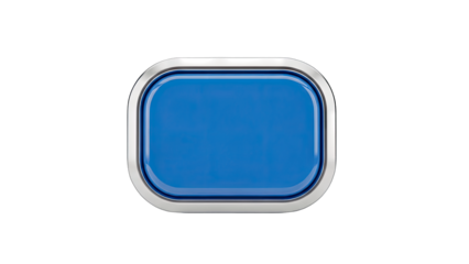 Blue Button with Chrome Frame on White Background