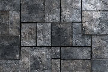 Naklejka premium detailed dark gray stone wall background pattern with textured blocks