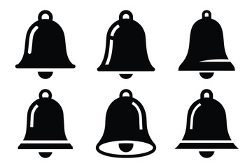 Set of bell icon silhouette vector art illustration