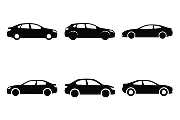Set of car icon silhouette vector art illustration