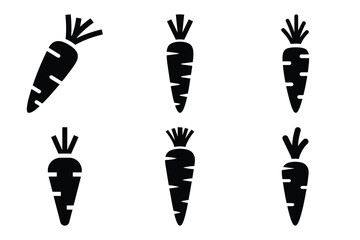 Set of carrot icon silhouette vector art illustration