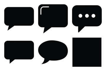 Set of chat bubble icon silhouette vector art illustration