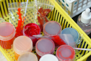 close-up of test lip colors.