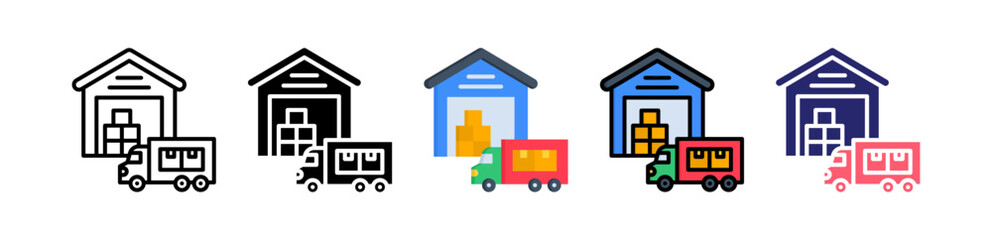 Shipping Dock Multiple Style Icon Set Collection. 