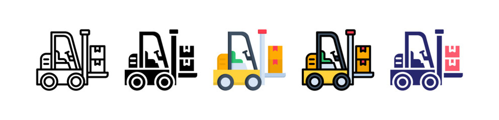 Forklift Multiple Style Icon Set Collection. 
