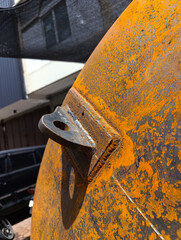 Industrial Weld on Rusty Metal Tank Surface