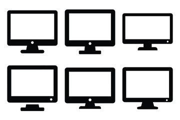 Set of monitor icon silhouette vector art illustration