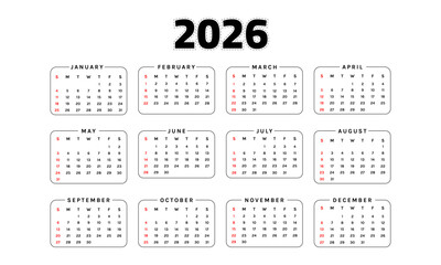 Latest colorful 2026 monthly calendar design template