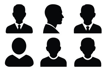 Set of profile avatar icon silhouette vector art illustration