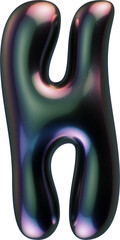 3d letter with smooth shape and glossy dark reflective surface