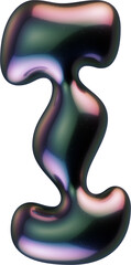 3d letter with smooth shape and glossy dark reflective surface