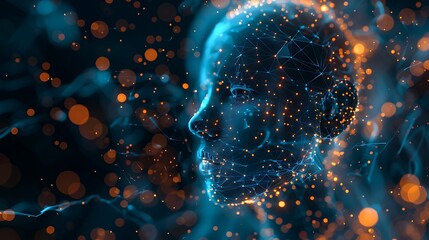 Ai brain network building glowing pathways inside wireframe head
