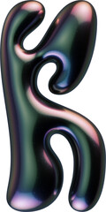3d letter with smooth shape and glossy dark reflective surface