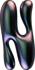 3d letter with smooth shape and glossy dark reflective surface