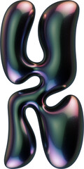 3d letter with smooth shape and glossy dark reflective surface