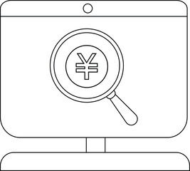 Online Currency Search Concept with Yen Symbol and Magnifying Glass