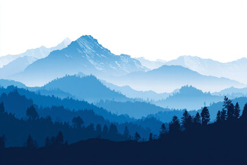 Naklejka premium vast mountain range covered in dense evergreen forests under a clear sky