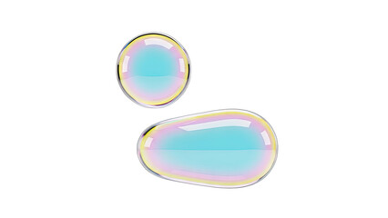 Two Translucent Spheres with Iridescent Edges Reflecting Light and Color on a Black Background Abstract Digital Art