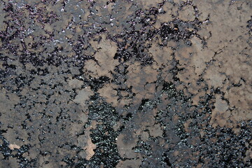 Texture of a cracked surface with dark and light patterns in an outdoor setting during daylight