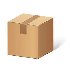 Cardboard box icon in flat style. Package vector illustration on isolated background. Carton container sign business concept.