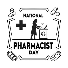 NATIONAL PHARMACIST DAY vector illustration isolated on white background