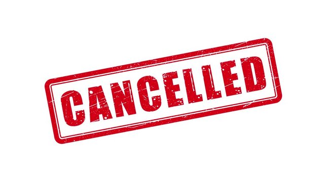 Cancelled stamp design animation 4k video. Rubber, seal, red, vintage effect, textured, animated  stamp with a transparent background