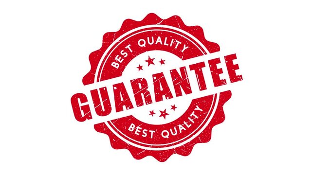 Best quality guarantee rubber label seal stamp design animation 4k video. Transparent white background