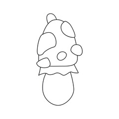 Groovy line psychedelic mushroom, funny toadstool with spots vector illustration