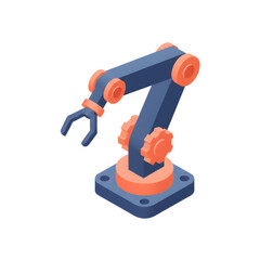 Isometric 3D Robotic Assistant and Automation Arm Icon for Industrial Technology