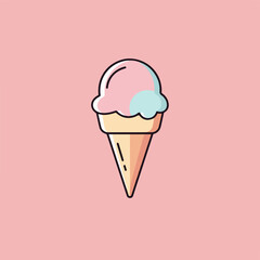 Sweet Delight: Pastel-colored ice cream cone, a tempting treat, against a soft, inviting backdrop. Capturing the essence of pure, simple indulgence.