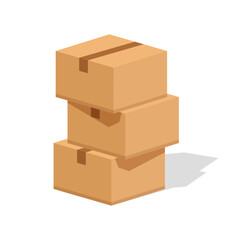 Cardboard box icon in flat style. Package vector illustration on isolated background. Carton container sign business concept.